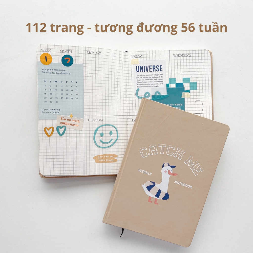 Sổ kế hoạch tuần A5 weekly planner 130gsm Crabit x Kuchi - Great like Goose - Ngỗng be