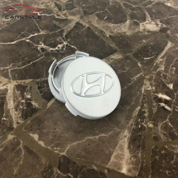 Logo chụp mâm bánh xe ô tô Hyundai HY-60 Kích thước 60mm: Màu Đen và Bạc （1 Chiếc)