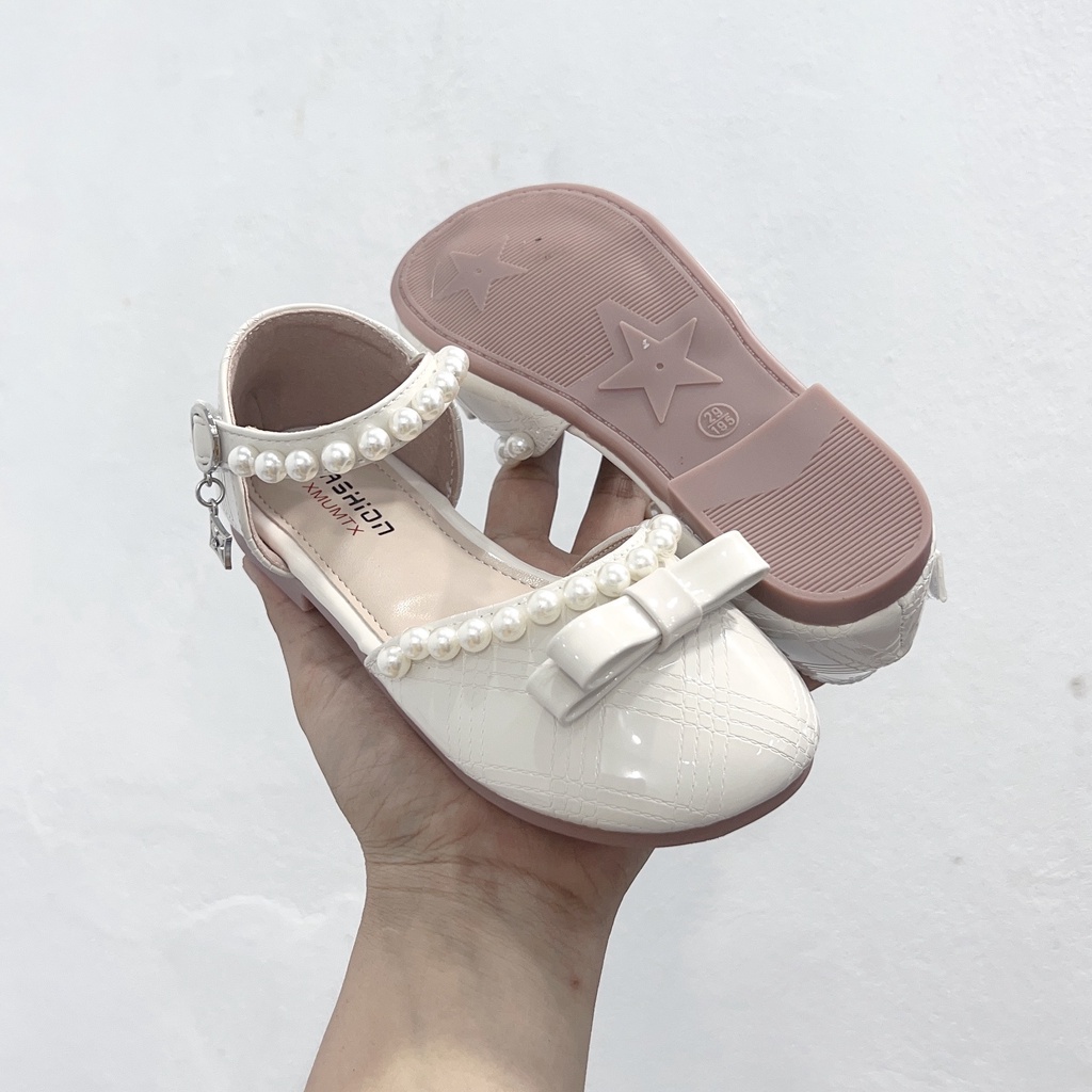 Giày búp bê bé gái da bóng mềm đính hạt siêu xinh sang chân đế dẻo nơ nhỏ xinh xắn thời trang 9008