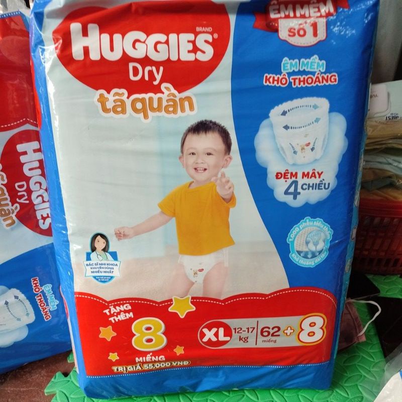 Tã quần/dán Huggies M74+8/L68+8/Xl62+8