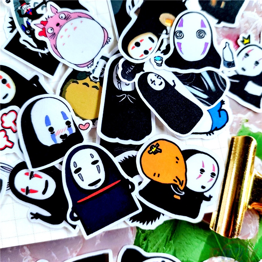★★★ Spirited Away. Sticker Dán Trang Trí Nhật Ký Mini Q-1 Hình Vô Diện Xinh Xắn ★★★ 48 Miếng Dán Decal Thời Trang Trang Trí Album