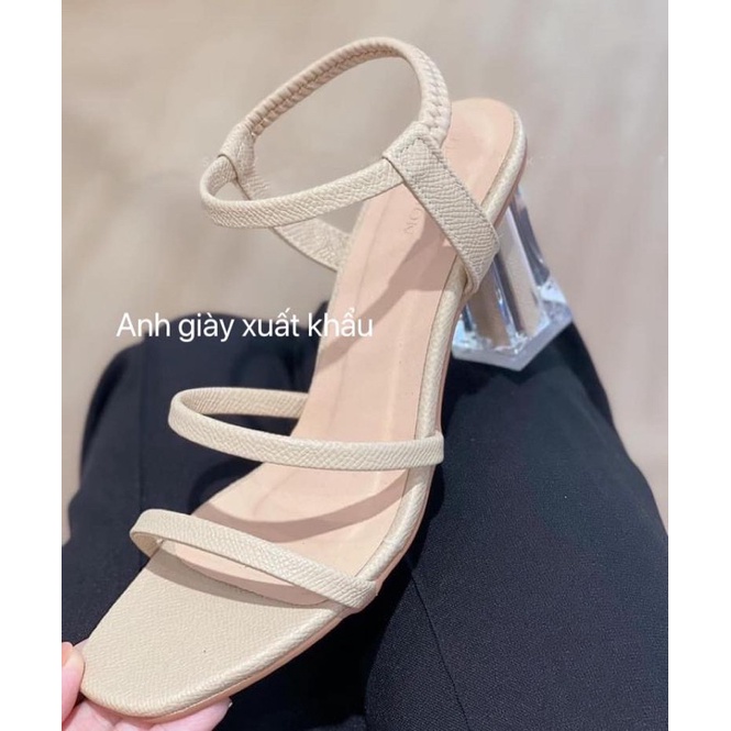 SD78 - Sandal quai mảnh gót trụ trong 7p da lì mềm ôm chân ( ảnh thật kèm e)