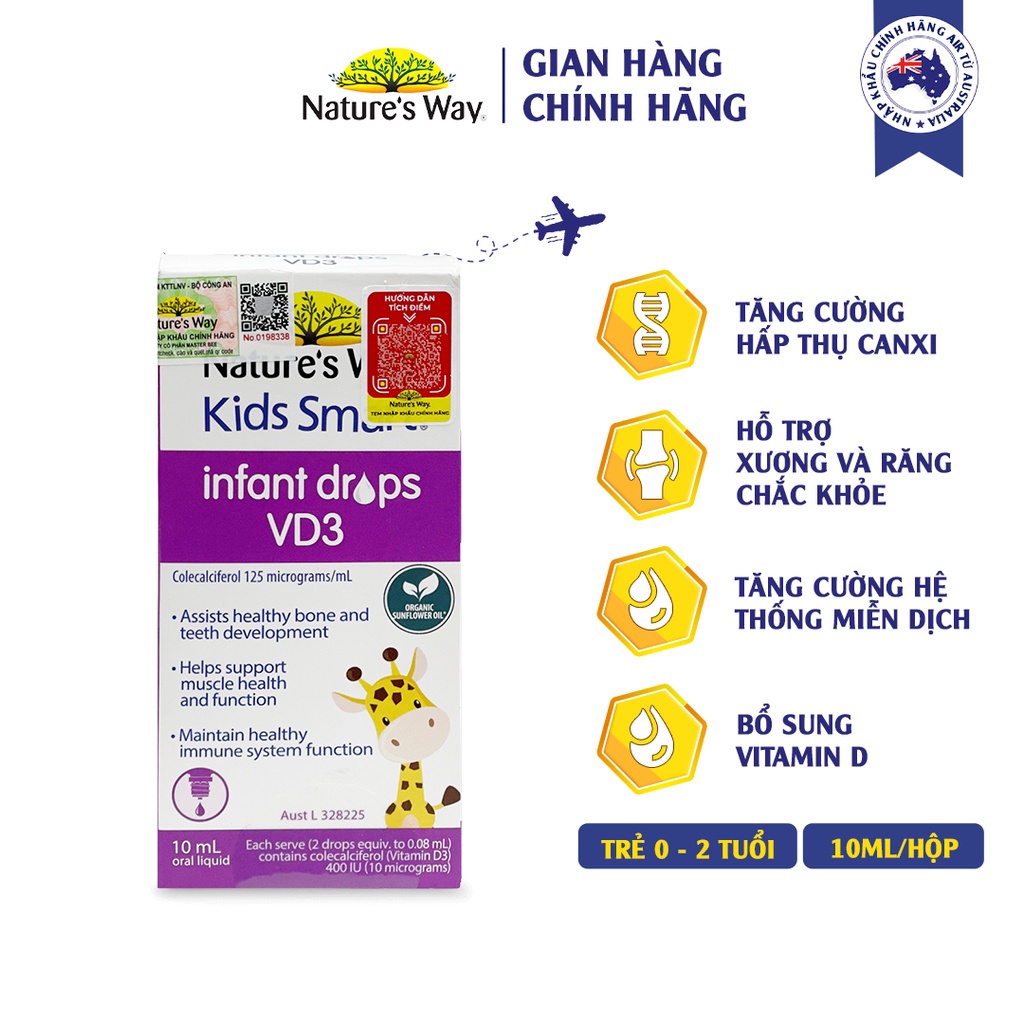 Natures Way Kids Smart Infant Drops VD3 Bổ Sung Vitamin D Cho Bé 10ml