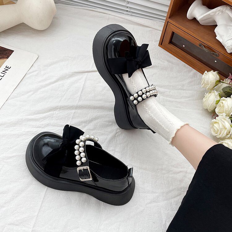 Giày lolita, giày nữ ulzzang GẮN NƠ ĐÍNH NGỌC SIU XINH