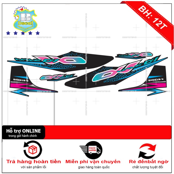 ( Quí khách vui lòng mang ra tiệm cho thợ dán ) Tem wave a110 đen