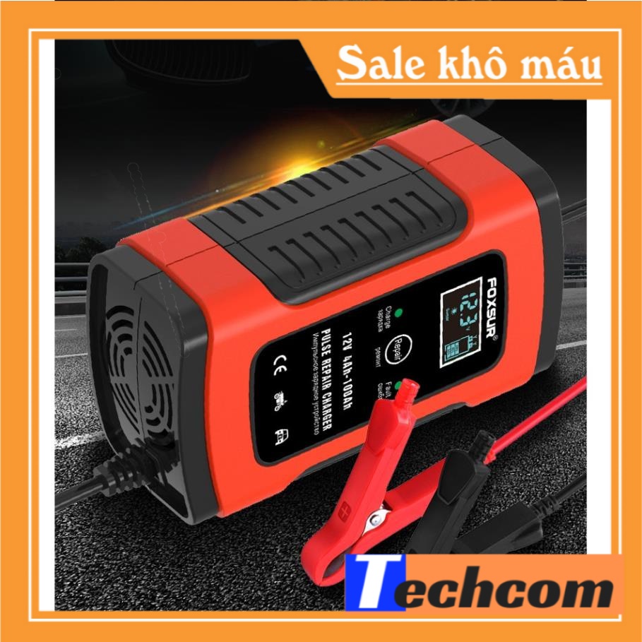 Bộ sạc điện acquy FOXSUR 12V 5A kèm phục hồi bình