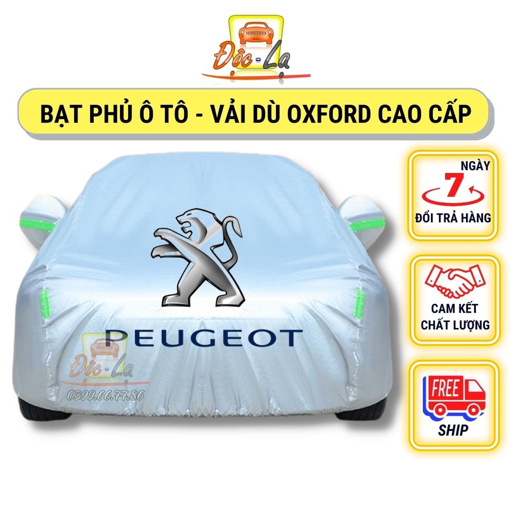 Bạt Phủ Ô Tô Vải Dù PEUGEOT 2008, 3008, 5008, Traveller, Có Phản Quang, Có Khóa Kéo Cửa Lái, Chống Nắng, Chống Nước