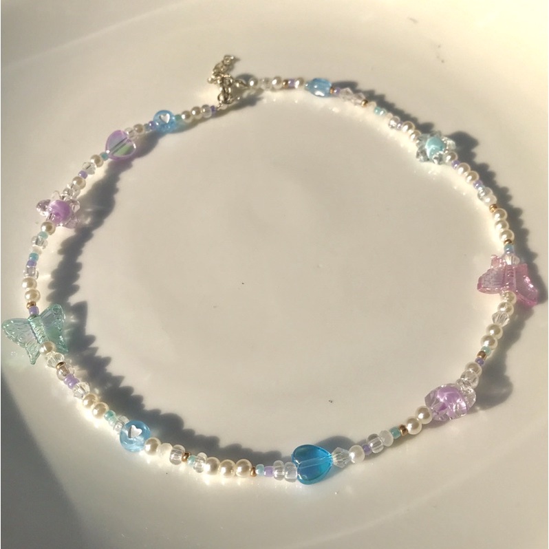Handmade - Vòng cổ hạt cườm charm mix màu pastel