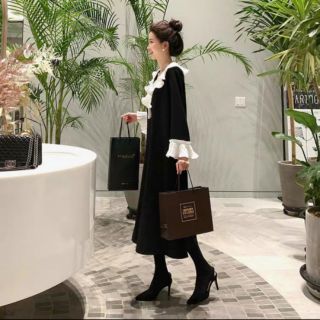 Đầm suông tiểu thư phối bèo(cana)