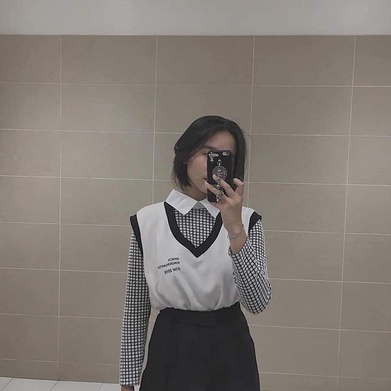 Áo gile thêu chữ oversize form rộng clip ảnh thật DTL | BigBuy360 - bigbuy360.vn