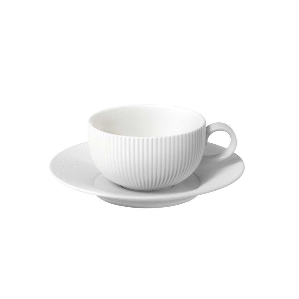 Bộ Tách Dĩa Sứ 250ml Màu Trắng LOVERAMICS - Bộ Sưu Tập Flute
