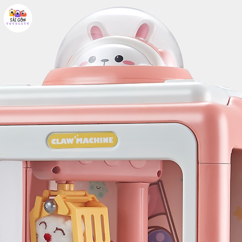 Máy Gắp Thú Gấu Bông Mini Thỏ Phi Hành Gia Có Nhạc, Đèn Bắt Mắt Kèm Theo Xu, Bóng, Gấu Cho Trẻ Thoả Sức Đam Mê