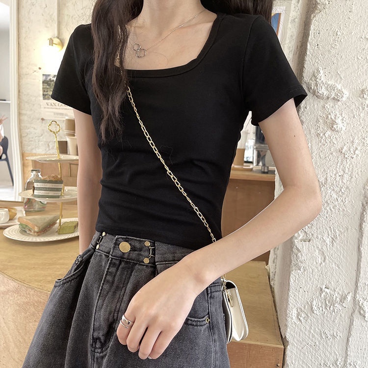 Áo Thun Cổ Vuông Tay Ngắn Dáng Ôm Thời Trang Mùa Hè Cho Nữ JH-TX-163