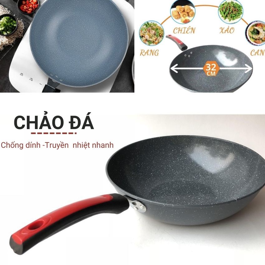 Chảo Chống Dính Đá Ceramic Sâu Lòng Đá Tự Nhiên Dùng Được Cho Bếp Từ Bếp Ga Và Cà Hồng Ngoại Siêu Tiện Dụng Angola