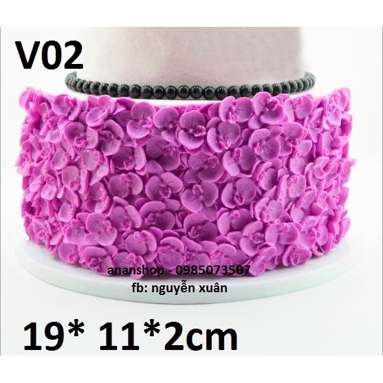 Khuôn silicon hoa ốp thành bánh rau câu, fondant, bánh kem hoa tú cầu V02