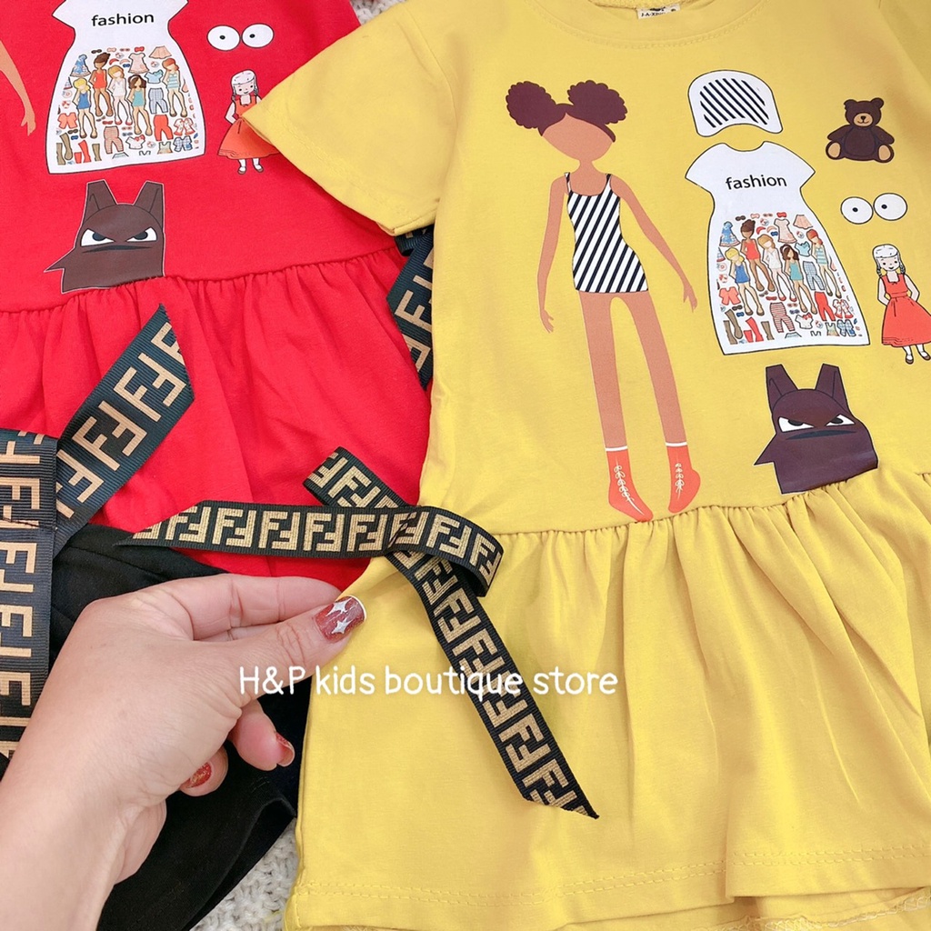 Váy cotton cộc tay đuôi cá bé gái