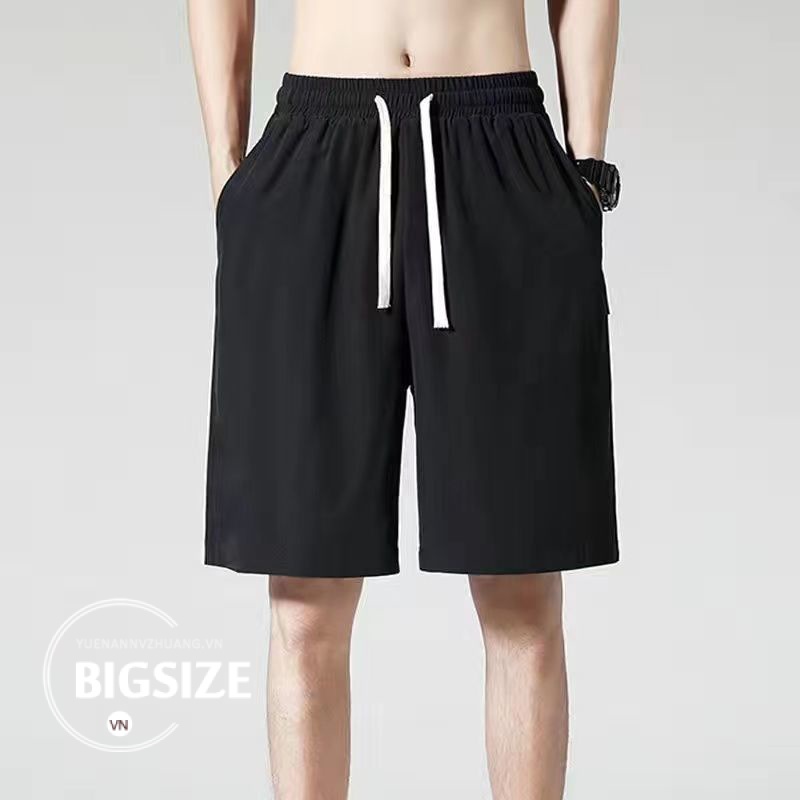 Quần sọt nam Bigsize Quần short đùi nam ngố lụa lạnh cạp chun lưng thun mỏng Thời Trang kiểu trẻ trung Hàn Quốc đẹp cao cấp，cho người mập béo 100kg 150kg
