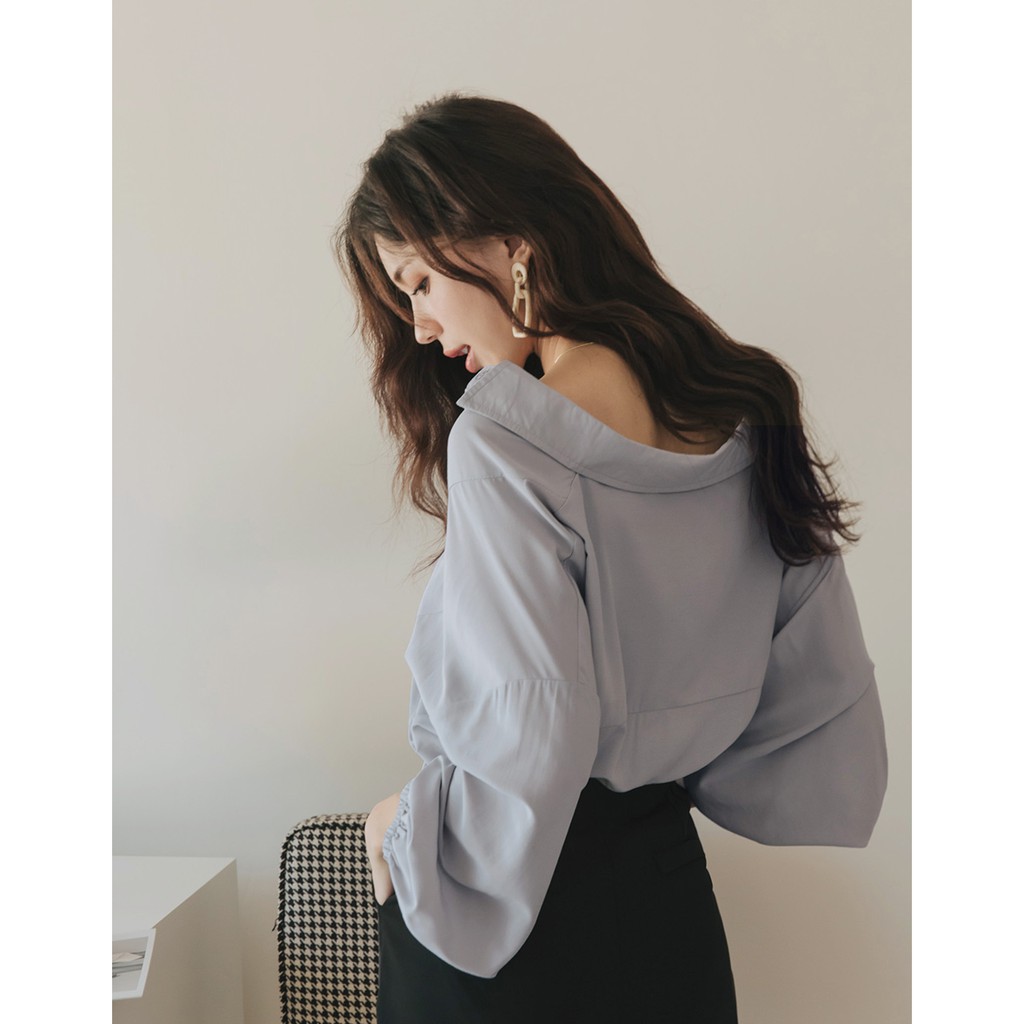 Áo sơ mi dáng rộng tay bo nữ Air Space 2121821017