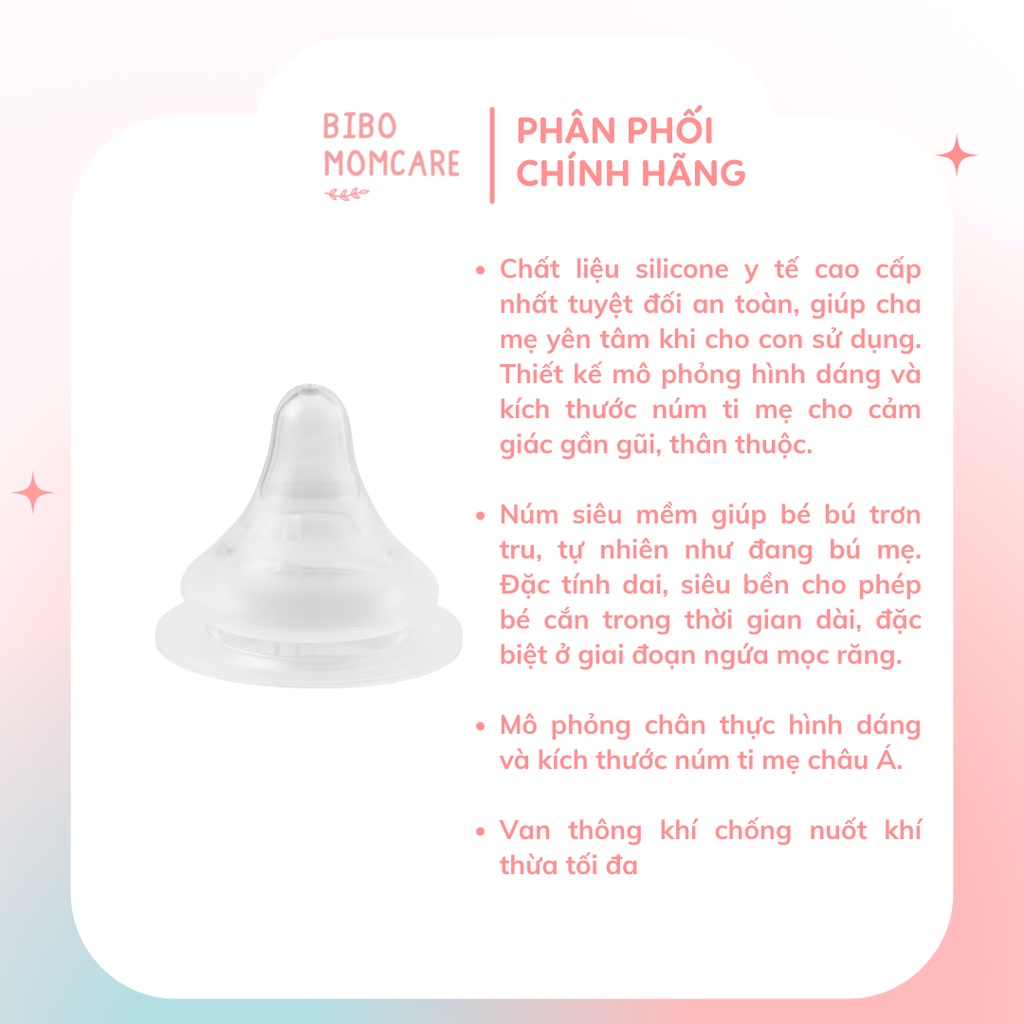 Núm Ti Silicone Ngăn Nuốt Khí Chống Sặc Mother-K Hàn Quốc đủ kích cỡ  -  Thay được nhiều bình sữa