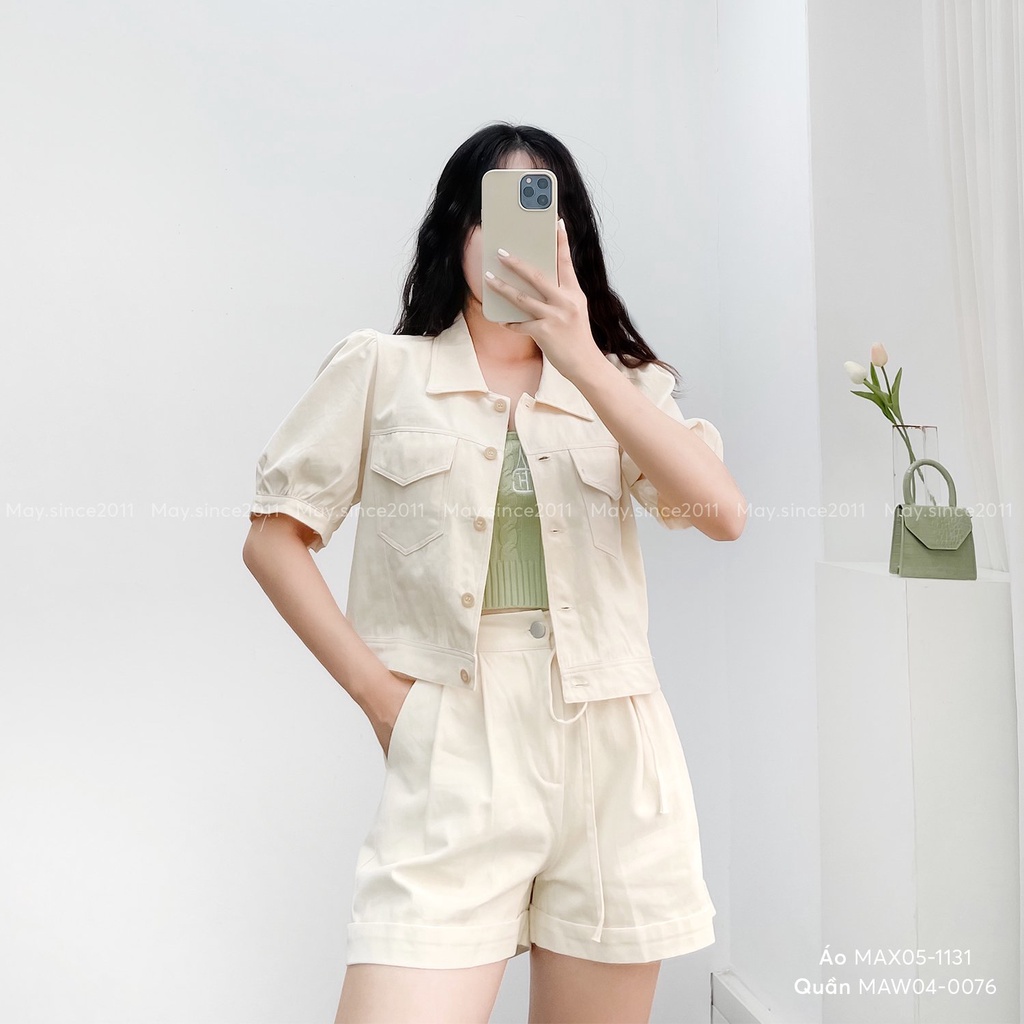 Áo Croptop MAY.SINCE2011 Chất Liệu Kaki Đứng Form MAX05-1131