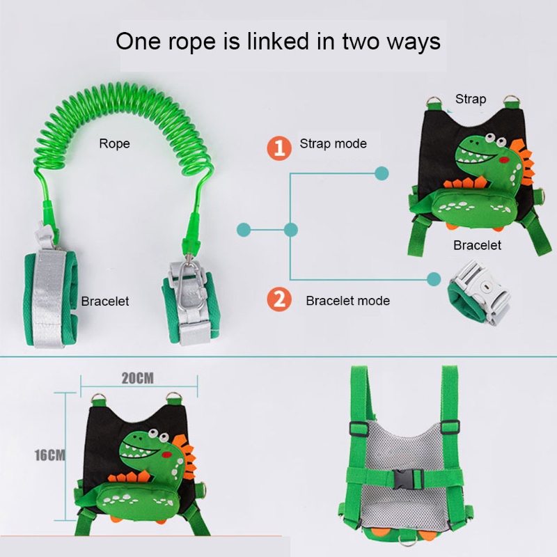Set 3 Món Gồm Ba Lô Khủng Long Dễ Thương Chống Thất Lạc 4 Trong 1 Cho Bé