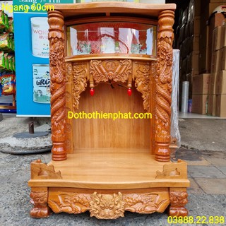 Bàn thờ thần tài ông địa gỗ căm xe mặt gỗ gõ đỏ ngang 60cm mẫu mới rất đẹp