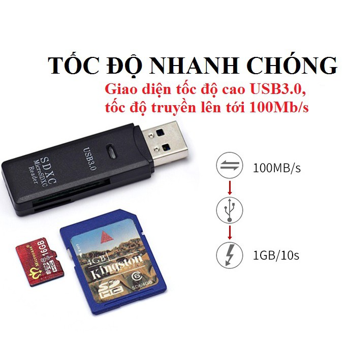 [BÁN GIÁ SỈ] Đầu đọc thẻ nhớ USB 3.0 đọc thẻ SD, MicroSD tốc độ cao có báo đèn Led giá sỉ