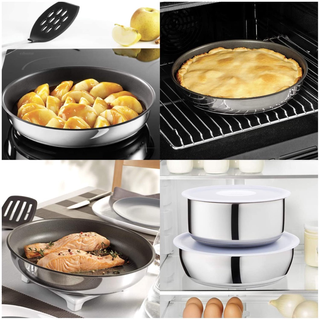 Bộ chảo TEFAL Ingenio Preference 22 + 26cm chung tay cầm, bên ngooài inox, bên trong chống dính