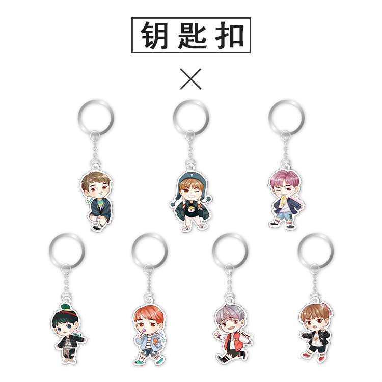 Nametag, quạt, móc khóa chibi BTS 4th