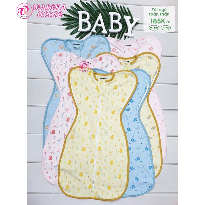 Túi ngủ sơ sinh Goodmama, vải mềm mại kháng khuẩn giúp giữ ấm cơ thể bé chống giật mình
