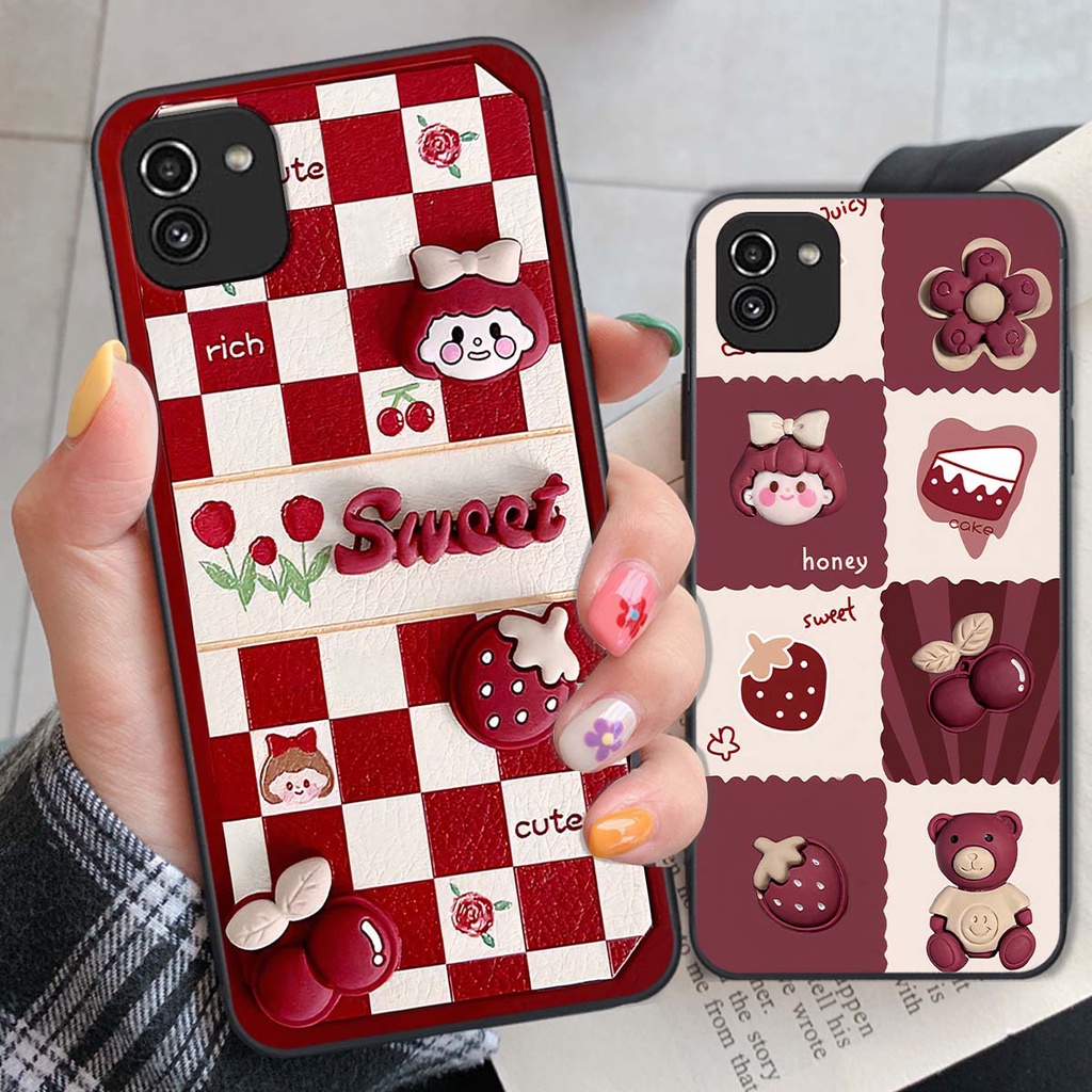Ốp Samsung A03 in hình trái tim, caro kẹo ngọt đầy cá tính siêu đẹp siêu chất