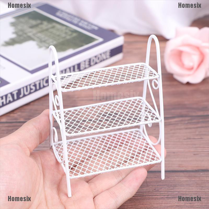 [HoMSI] 1Pc 1:12 Scale Dollhouse Mini Iron Shelf Flower Stand Doll House Decor Model Toy SUU