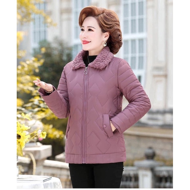 Áo phao bà lót lông (sẵn Tím và Nâu)