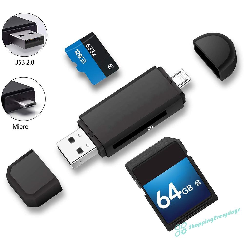 Đầu Đọc Thẻ Nhớ S Micro Usb + Usb Otg Usb 2.0 Cho Pc Android