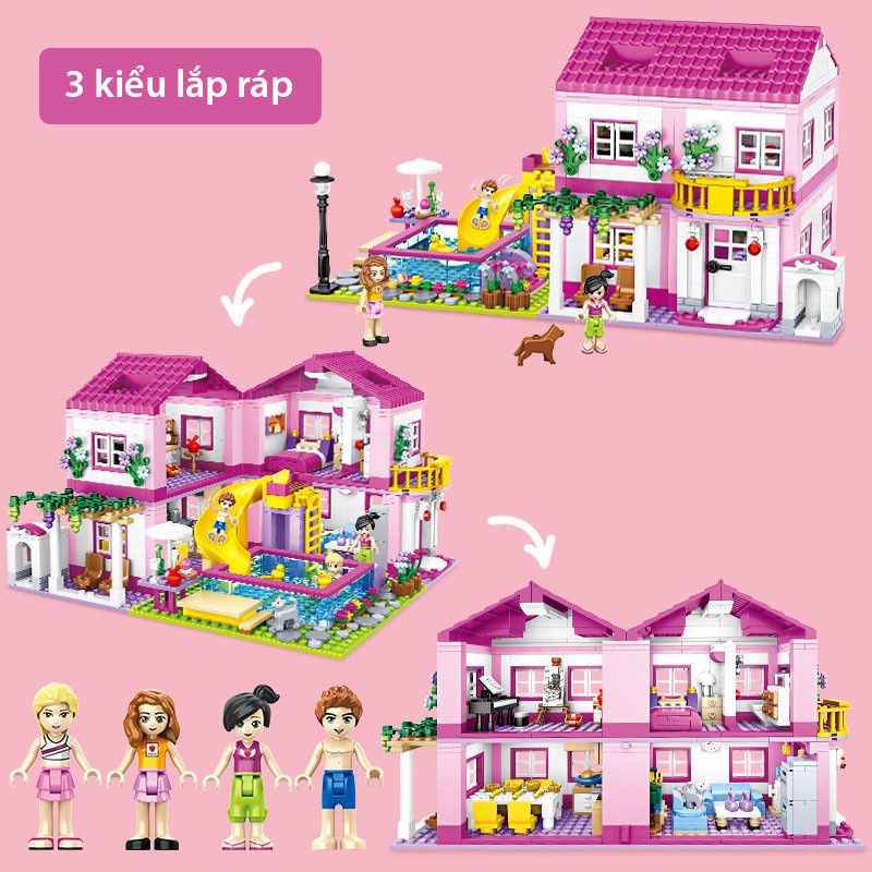 Đồ chơi xếp hình friends lắp ghép ngôi nhà biệt thự lâu đài summer villa 1018 chi tiết 7348 CLTshop