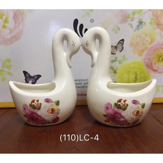 Giỏ sứ thiên nga cắm thìa dĩa