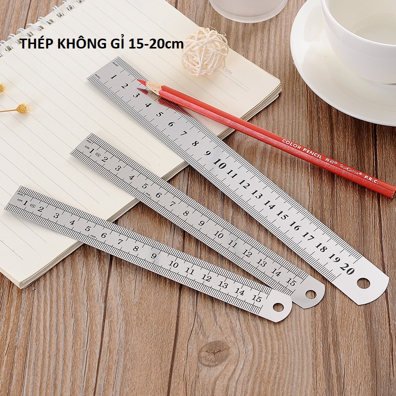 Thước Kẻ Thép không gỉ Lalunavn Cao Cấp - Thước Lá Kích Thước 15cm-20cm Chống Mòn Gỉ B118