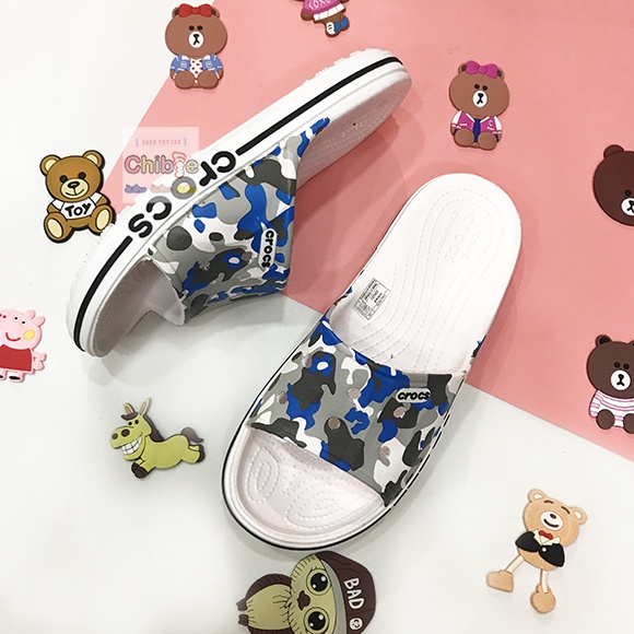 DÉP QUAI NGANG NAM NỮ BAYA MÀU TRẮNG CAMO XANH DƯƠNG