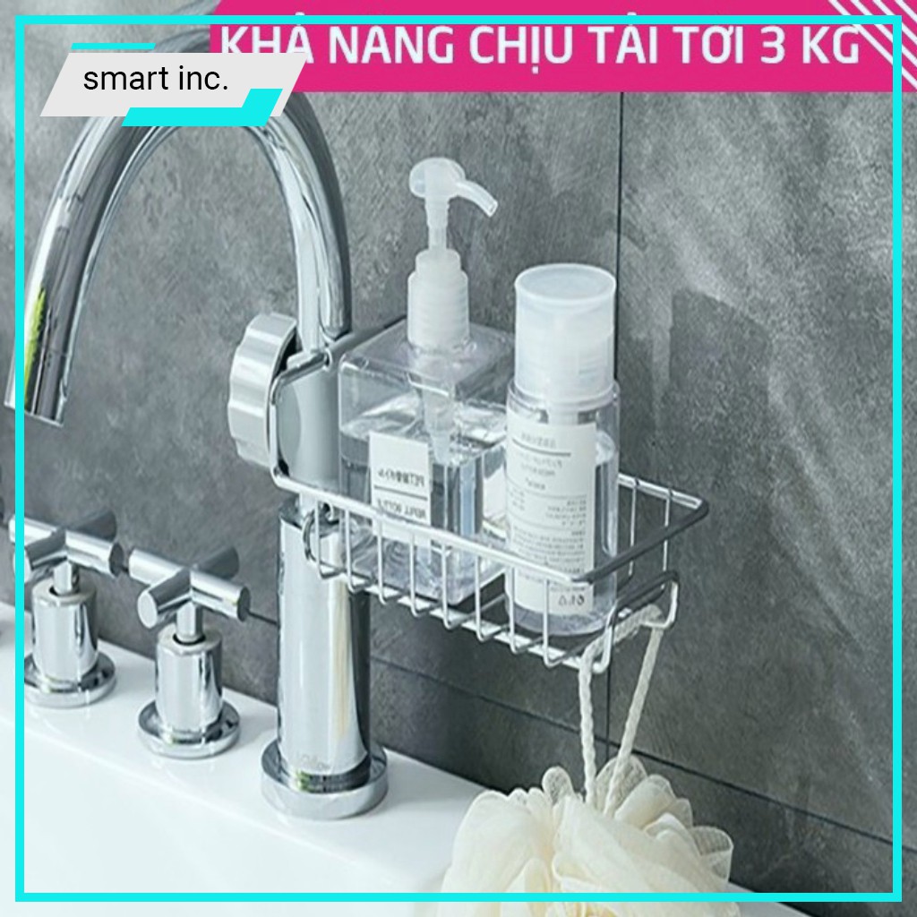 Kệ Inox Gắn Vòi Nước Lavabo Đựng Đồ Rửa Chén Nhà Bếp Tiện Dụng