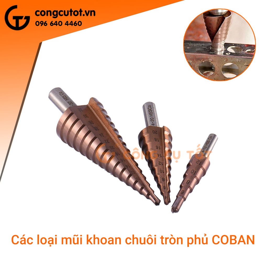 Mũi khoan bước thẳng HSS phủ coban chuôi tròn vát