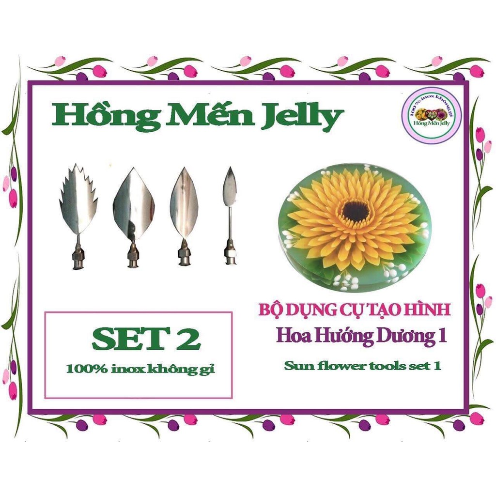 Dụng cụ làm thạch rau câu 3D Bộ 4 kim Hoa Hướng Dương