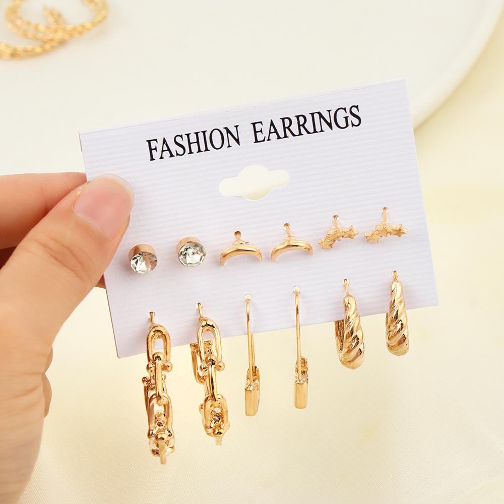 Set 6 Đôi Bông Tai Thời Trang Cho Nữ|Trang Sức Hình Học