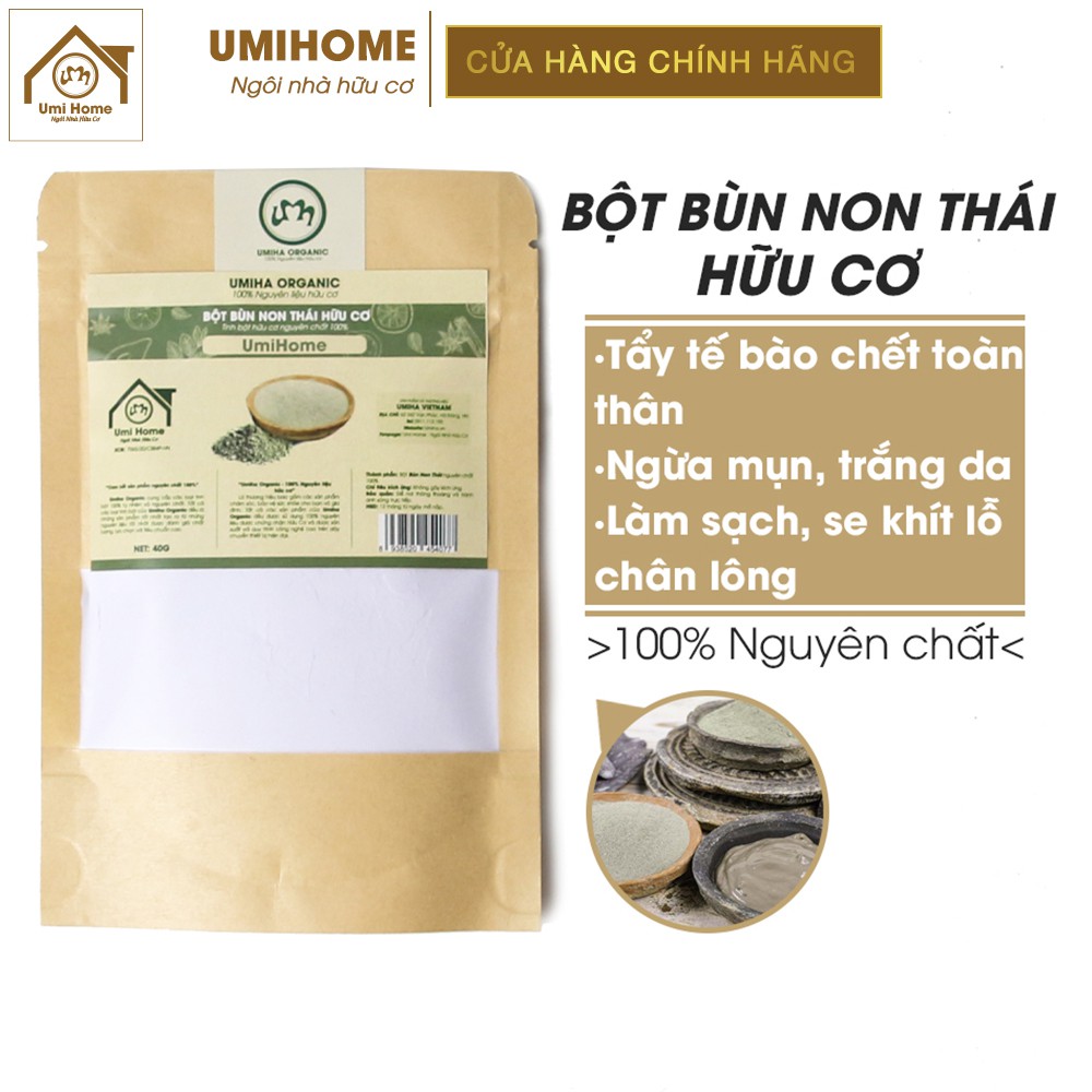 Bột Bùn Non đắp mặt nạ hữu cơ UMIHOME nguyên chất 40g | Young mud powder 100% Organic