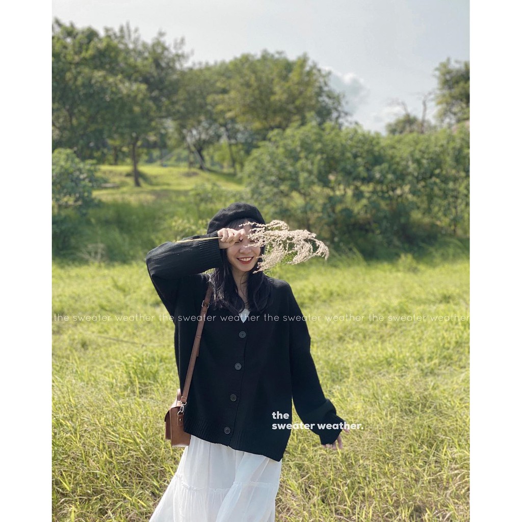 Áo khoác cardigan len trơn oversize | BigBuy360 - bigbuy360.vn