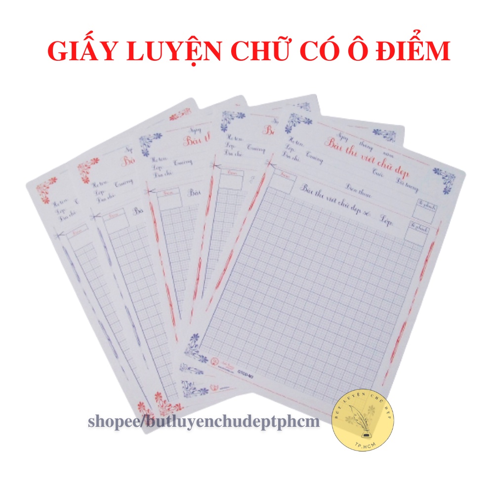 50 tờ giấy luyện chữ đẹp có ô điểm lời phê
