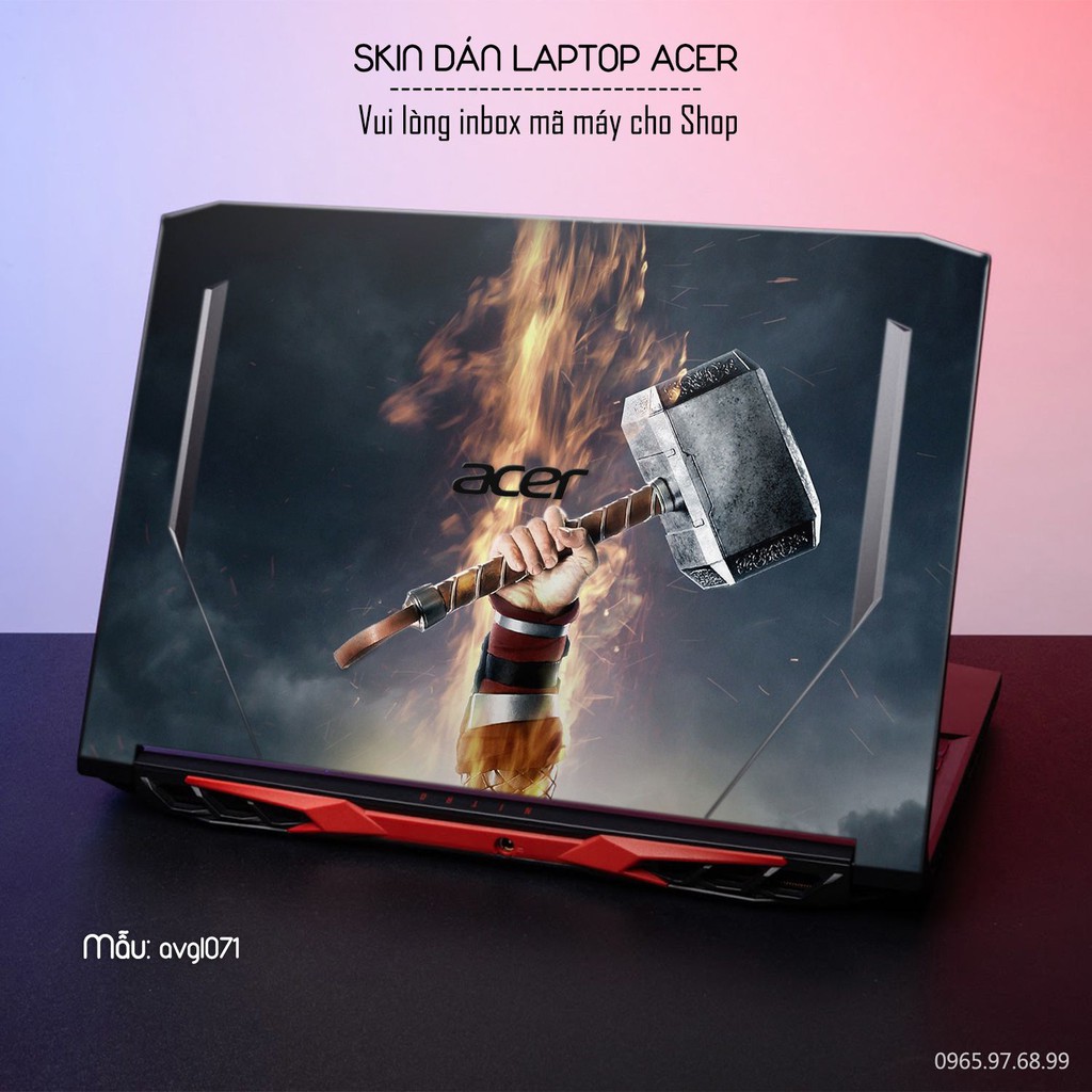 Skin dán Laptop Acer in hình Mjolnir - Avenger - avgl071 (inbox mã máy cho Shop)