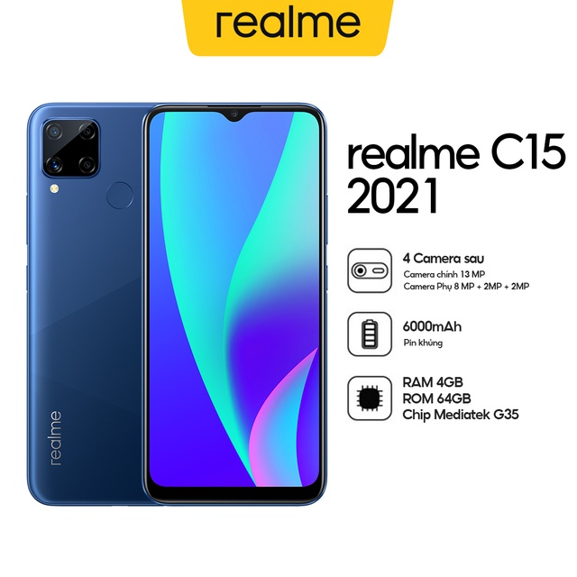 Điện thoại Realme C15 2021(4Gb/64Gb) - Hàng Chính Hãng