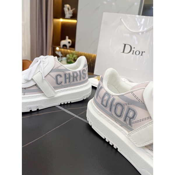 Giày thể thao nữ dáng bánh mì lưỡi cao su dài thương hiệu Dior CD da thật cao cấp