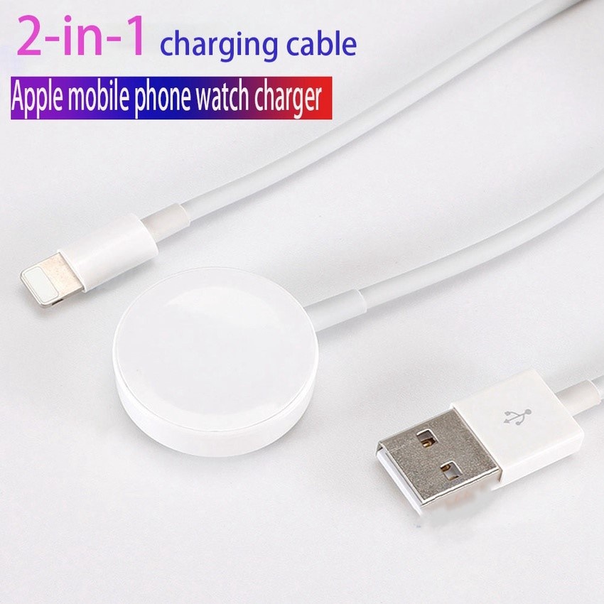 Đế sạc nam châm ko dây 2 trong 1 thích hợp cho Apple Watch Se 6 5 4 3 IP11 12 Xs Max Xr 7 8 Plus