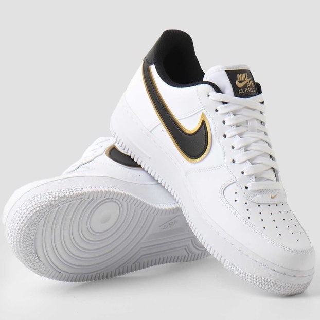 Giày AF1 trắng móc đen vệt vàng nam nữ ❤️ Giày thể thao sneaker nam nữ AF1 trắng móc đen cao cấp Full Box